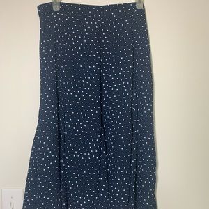 LOFT Navy Polka Dot Midi Skirt - Size 10